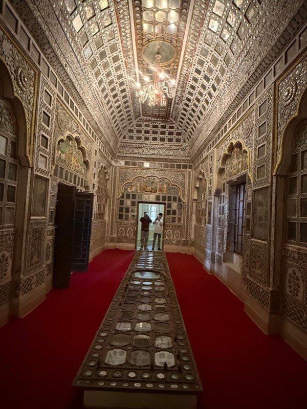 A mirrored hall inside Mehrangarh Fort