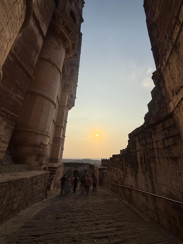The fort ramparts and approach ramp at sunset