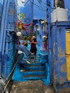 Decorated steps in the lanes