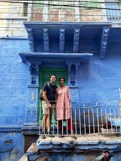 At a green door in the blue quarter